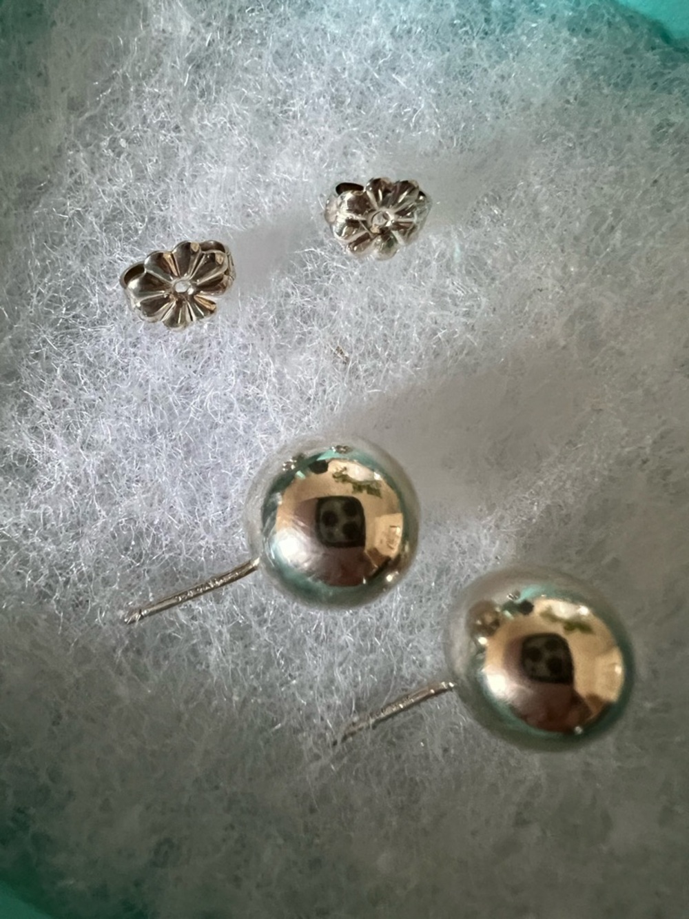 Tiffany & Co. Sterling Silver Ball Stud Earrings with Tiffany Blue Pouch - Picture 3 of 6